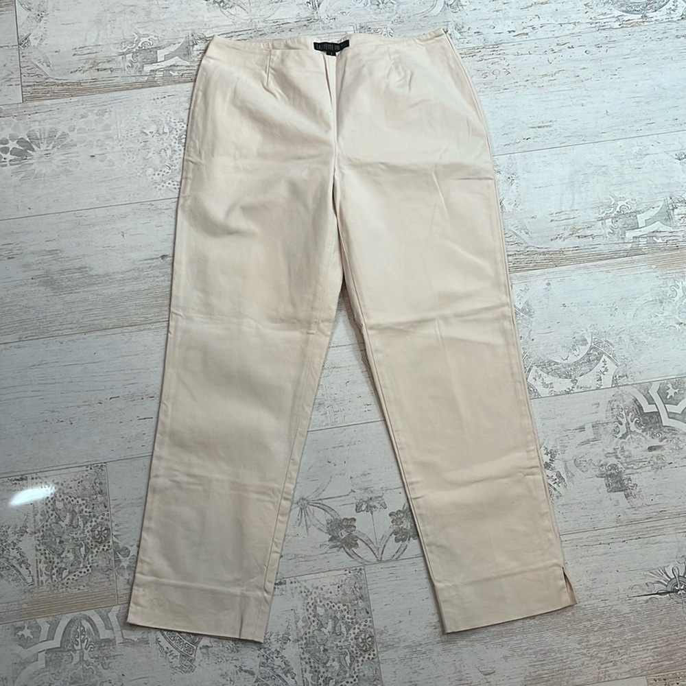 Lafayette 148 New York Cream Khaki Cropped Pants Size 6